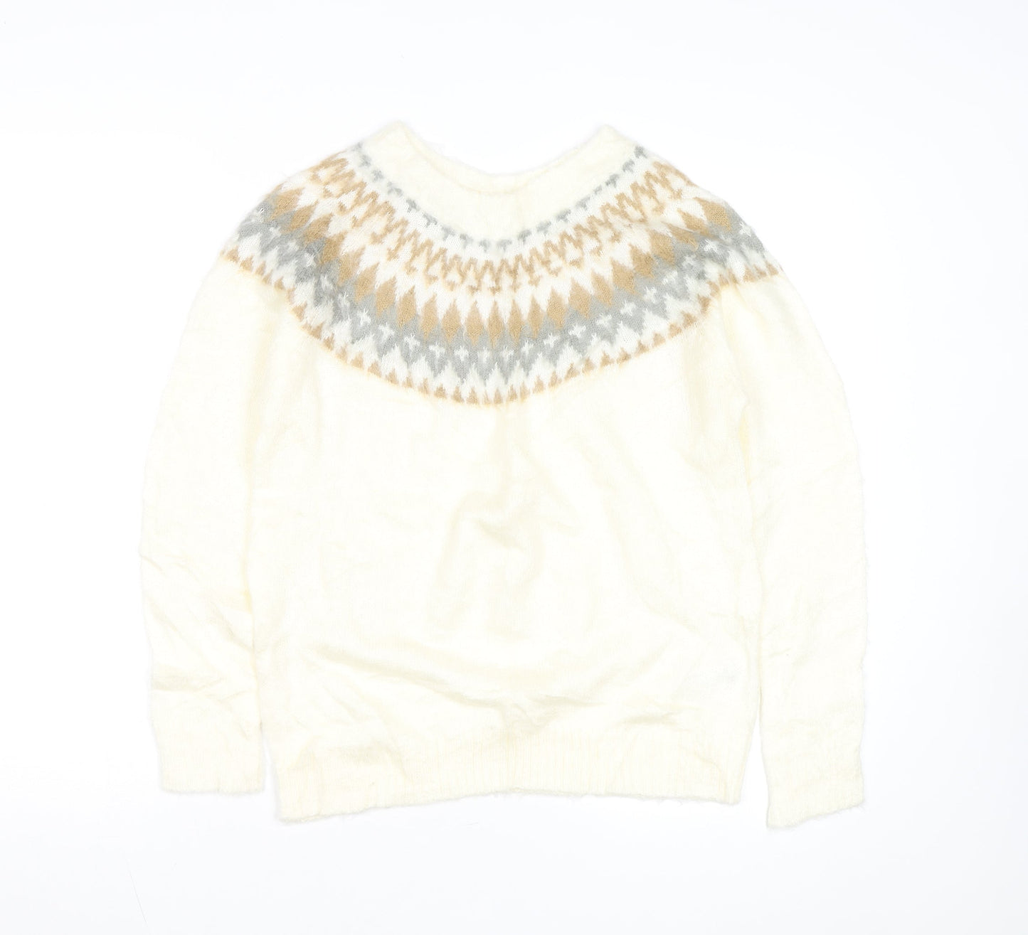 E hyphen world gallery Women Ivory Fair Isle Knit Jumper M