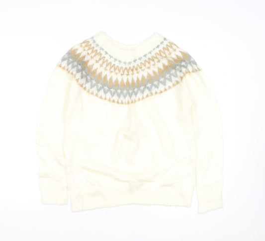E hyphen world gallery Women Ivory Fair Isle Knit Jumper M