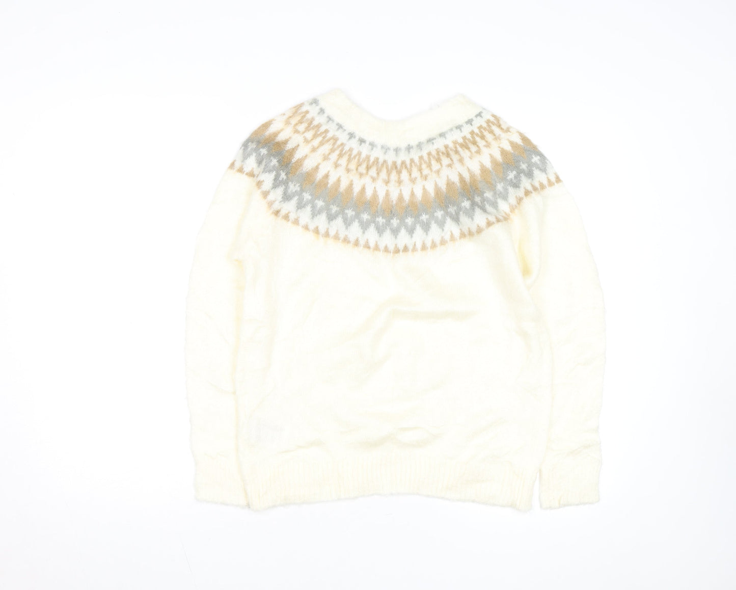 E hyphen world gallery Women Ivory Fair Isle Knit Jumper M