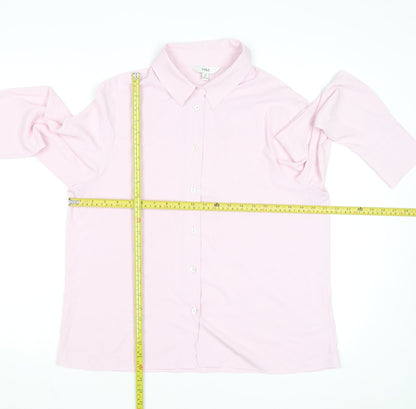 Marks and Spencer Women Pink Regular Fit Long Sleeve Button-Up Shirt Size 14
