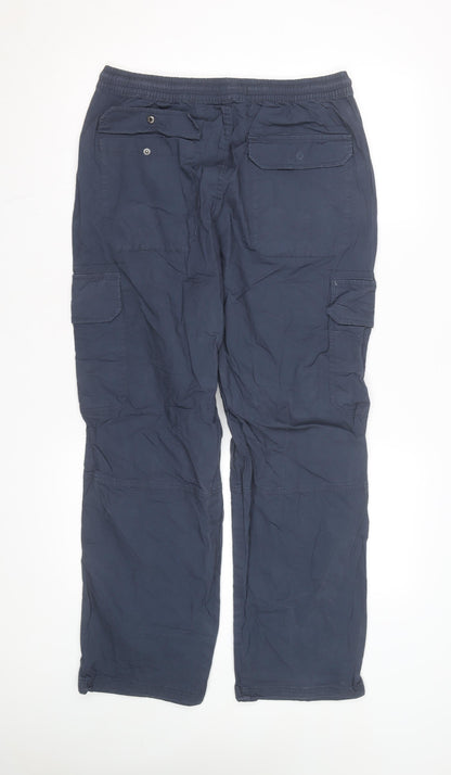 Denim Co. Men's Blue Cargo Trousers M Relaxed Fit Cotton
