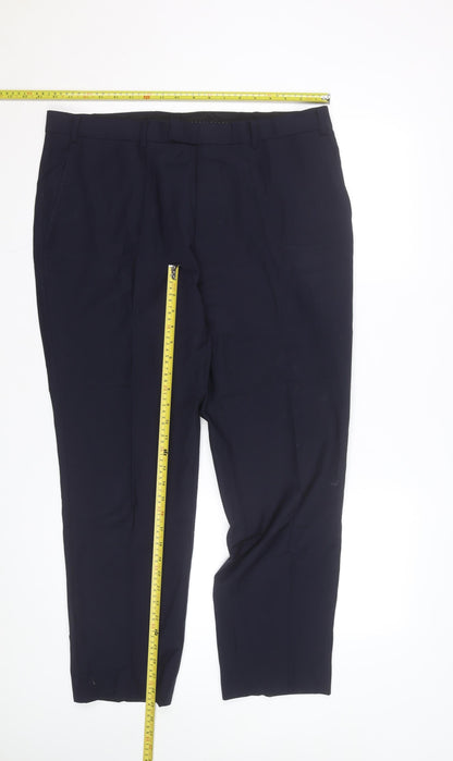 Moss Men's Blue Slim Fit Dress Pants 32R Wool Blend Formal Trousers