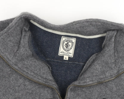 Lyle & Scott Men's Grey Wool Full Zip Jumper XL High Neck