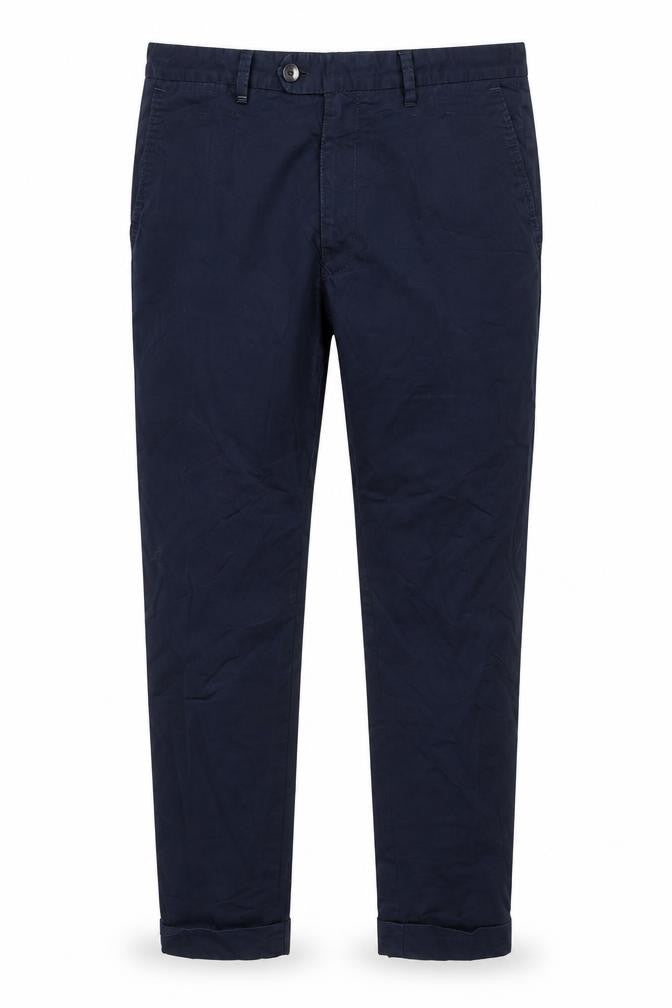 Gutteridge Men's Navy Blue Chino Trousers Size 36 Regular Cotton