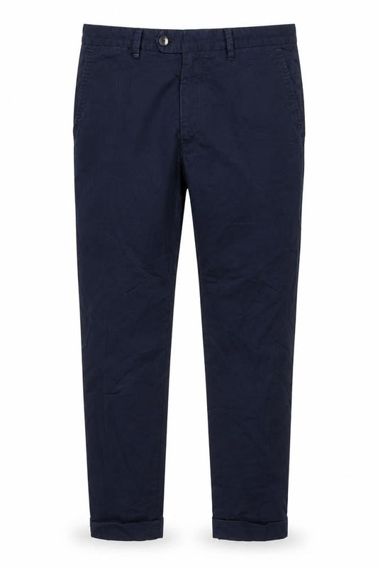 Gutteridge Men's Navy Blue Chino Trousers Size 36 Regular Cotton