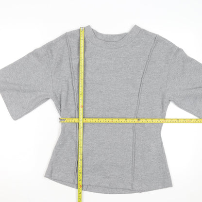 Marks and Spencer Women Grey Size 12 Crew Neck Short Sleeve Knit Jumper
