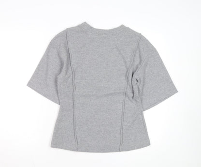 Marks and Spencer Women Grey Size 12 Crew Neck Short Sleeve Knit Jumper