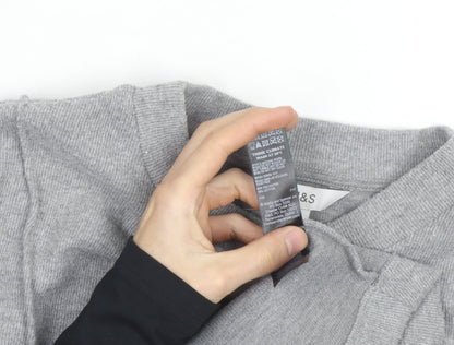 Marks and Spencer Women Grey Size 12 Crew Neck Short Sleeve Knit Jumper