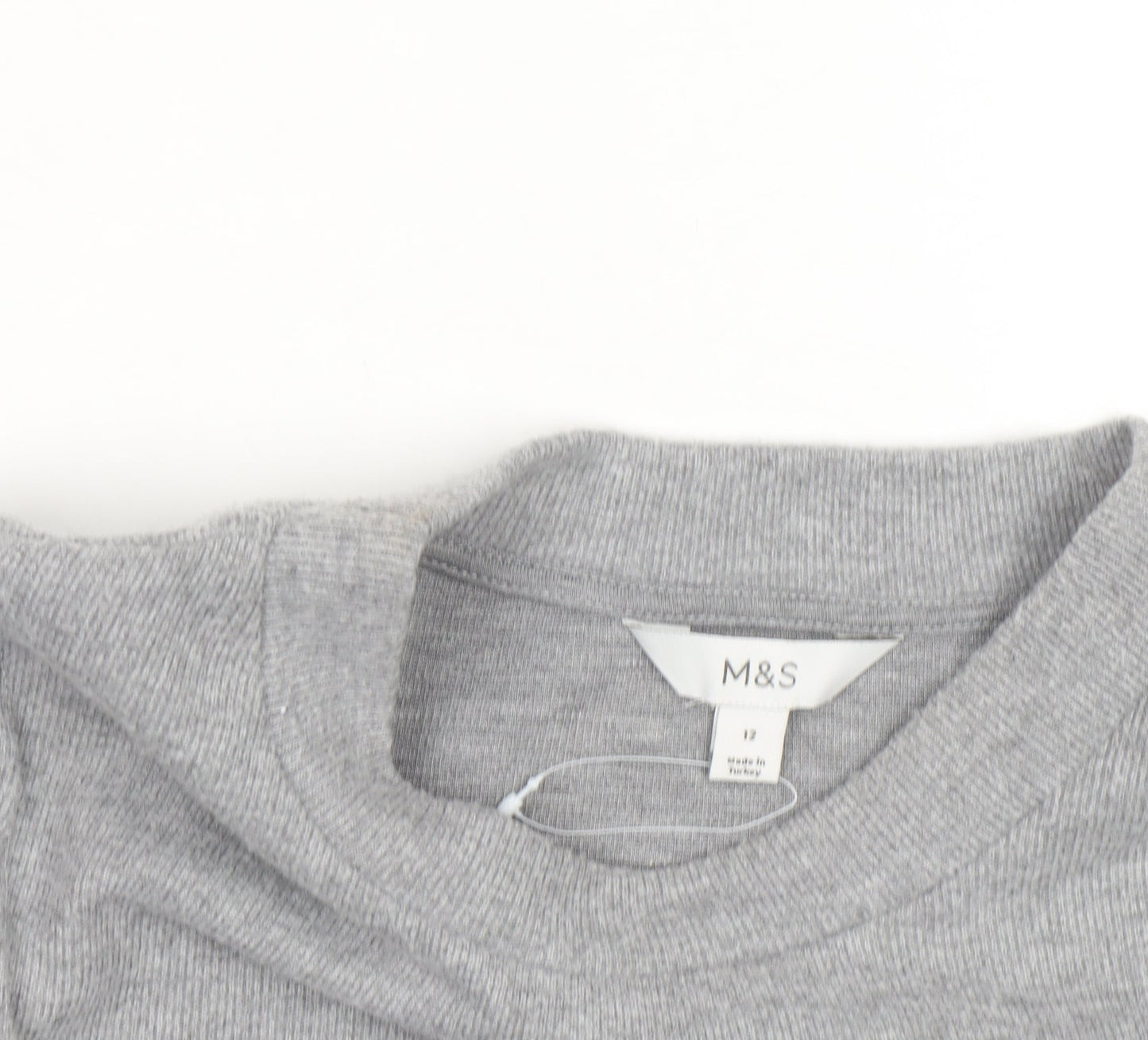 Marks and Spencer Women Grey Size 12 Crew Neck Short Sleeve Knit Jumper