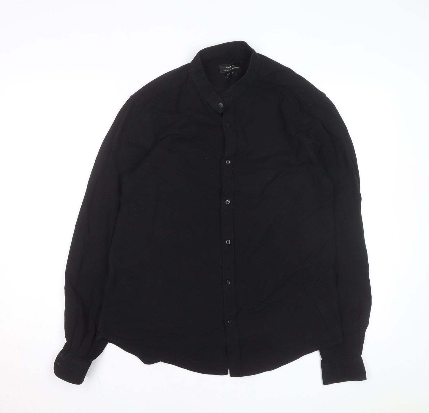 Zara Men Black Slim Fit Button-Up Long Sleeve Shirt L