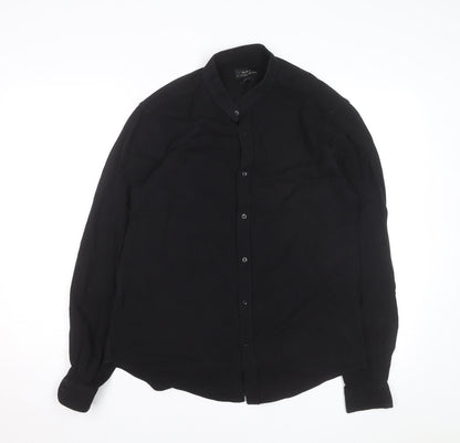 Zara Men Black Slim Fit Button-Up Long Sleeve Shirt L