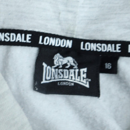 Lonsdale Women Grey Hoodie Size 16 Pullover Cotton Blend