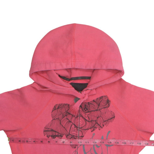 Fox Womens Pink Full Zip Hoodie Size L Cotton Blend Graphic Sweatshirt