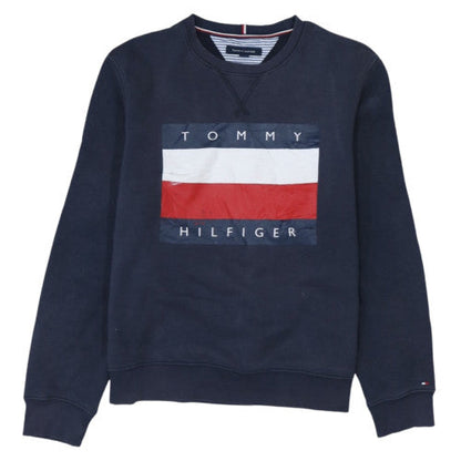 Tommy Hilfiger Men's Navy Blue Crew Neck Logo Sweatshirt Size L