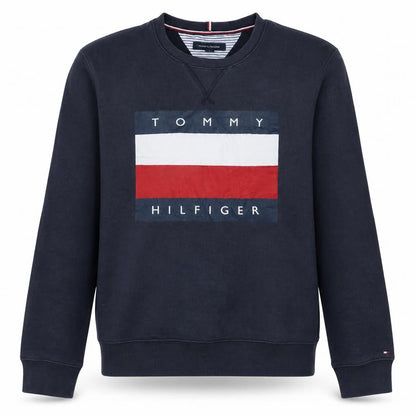 Tommy Hilfiger Men's Navy Blue Crew Neck Logo Sweatshirt Size L
