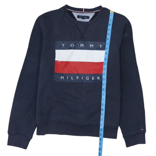 Tommy Hilfiger Men's Navy Blue Crew Neck Logo Sweatshirt Size L