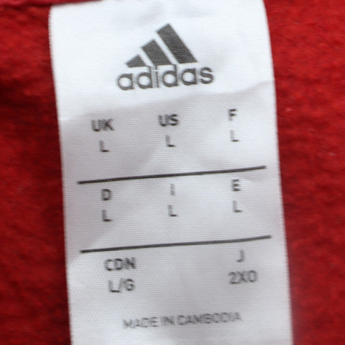 Adidas Mens Red Pullover Hoodie L Sports Fleece Sweatshirt