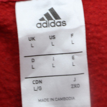 Adidas Mens Red Pullover Hoodie L Sports Fleece Sweatshirt