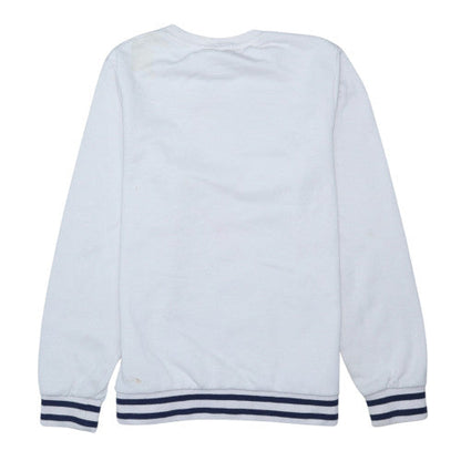 FILA Men White Logo Pullover Sweatshirt M Classic Fleece Crew