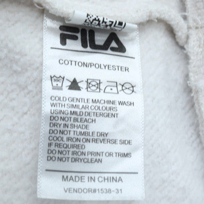 FILA Men White Logo Pullover Sweatshirt M Classic Fleece Crew