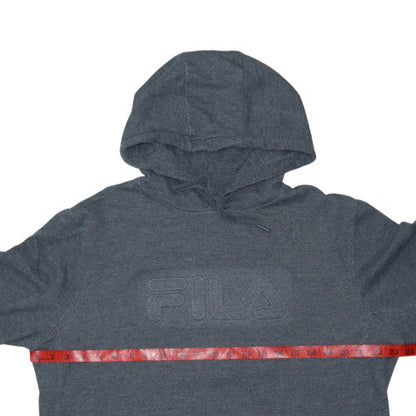 FILA Mens Grey Pullover Hoodie M Regular Fit Fleece Sweatshirt
