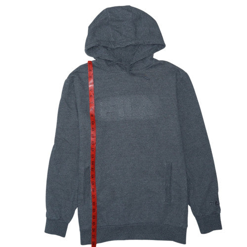 FILA Mens Grey Pullover Hoodie M Regular Fit Fleece Sweatshirt