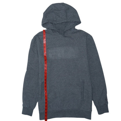 FILA Mens Grey Pullover Hoodie M Regular Fit Fleece Sweatshirt