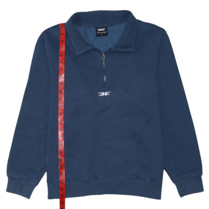 Elite Eleven Men’s Blue 1/4 Zip Collared Fleece Sweatshirt Size S