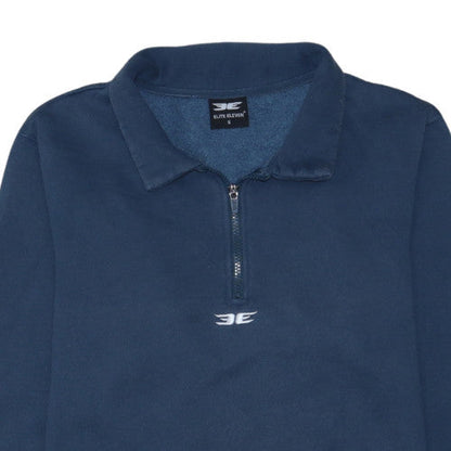 Elite Eleven Men’s Blue 1/4 Zip Collared Fleece Sweatshirt Size S