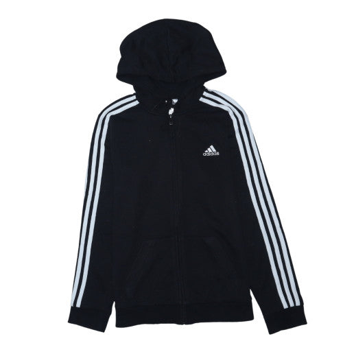 Adidas Womens Black Full Zip Hooded Sweatshirt Size M 12-14
