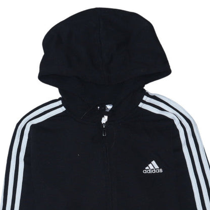 Adidas Womens Black Full Zip Hooded Sweatshirt Size M 12-14