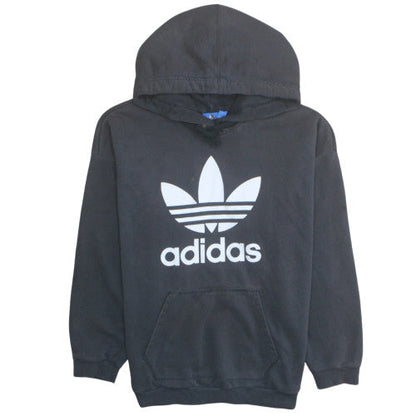 Adidas Womens Black Size 12 Trefoil Pullover Hoodie Sweatshirt