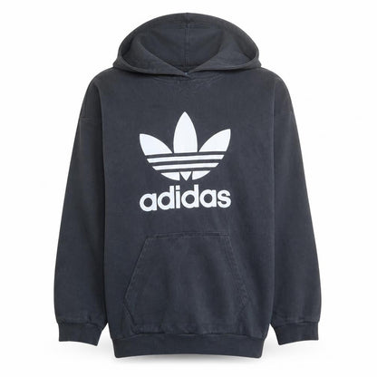 Adidas Womens Black Size 12 Trefoil Pullover Hoodie Sweatshirt