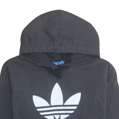 Adidas Womens Black Size 12 Trefoil Pullover Hoodie Sweatshirt