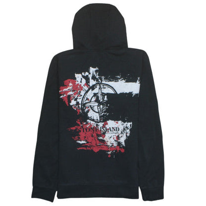 Stone Island Womens Black Pullover Hoodie L Graphic Print Cotton