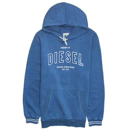 Diesel Mens Blue XXL Pullover Hoodie Cotton Blend Graphic Print