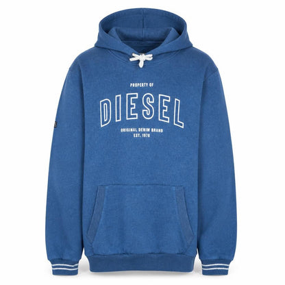 Diesel Mens Blue XXL Pullover Hoodie Cotton Blend Graphic Print
