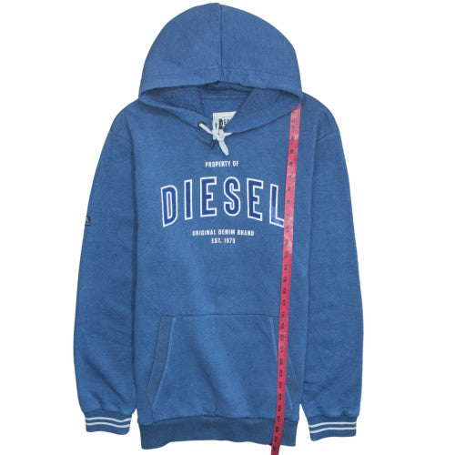 Diesel Mens Blue XXL Pullover Hoodie Cotton Blend Graphic Print
