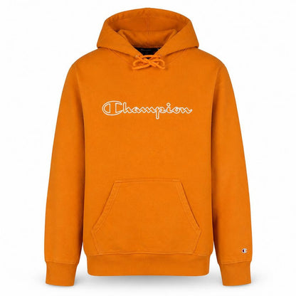 Champion Men's Orange Pullover Hoodie Size L Graphic Logo Fleece