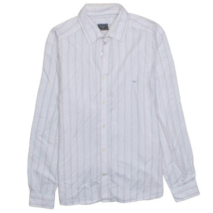 Lacoste Men's White Striped Long Sleeve Cotton Shirt Size 42