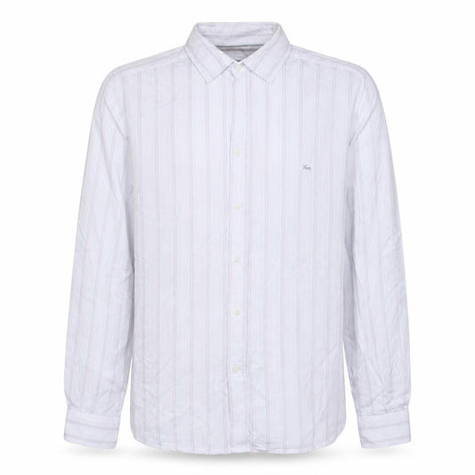 Front view of Lacoste Men's White Striped Long Sleeve Cotton Shirt, size 42