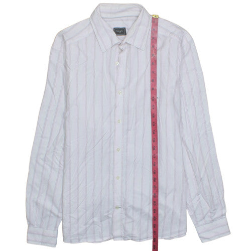 Lacoste Men's White Striped Long Sleeve Cotton Shirt Size 42
