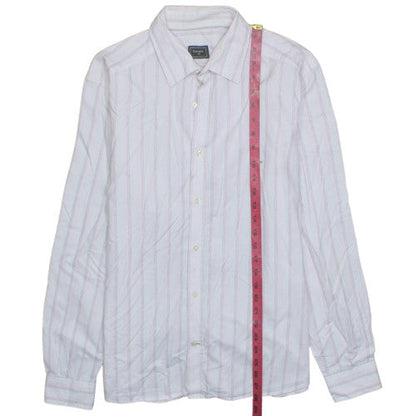 Lacoste Men's White Striped Long Sleeve Cotton Shirt Size 42