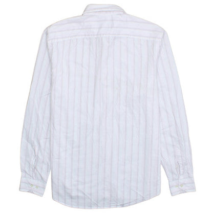 Lacoste Men's White Striped Long Sleeve Cotton Shirt Size 42