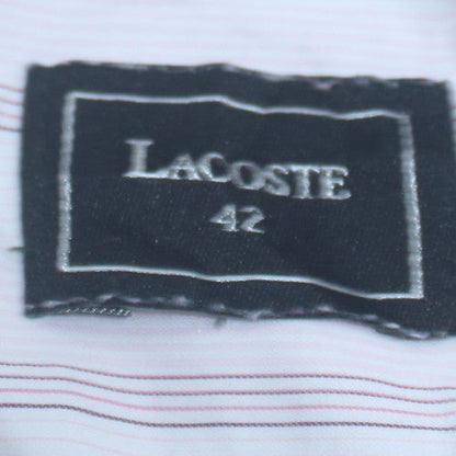 Lacoste Men's White Striped Long Sleeve Cotton Shirt Size 42