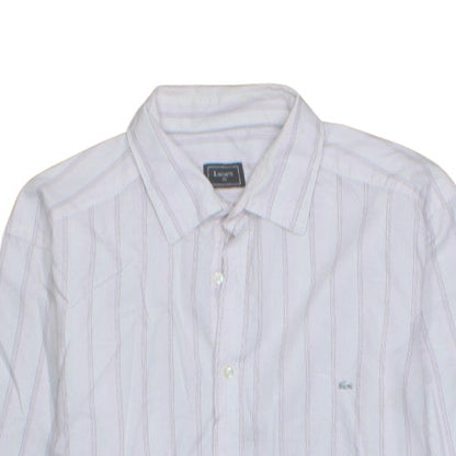Lacoste Men's White Striped Long Sleeve Cotton Shirt Size 42