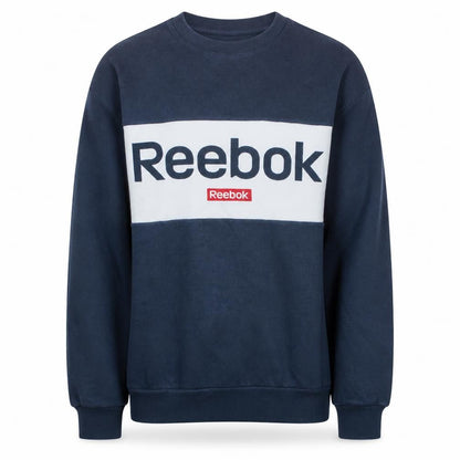 Reebok Men's Blue Pullover Sweatshirt M Crew Neck Logo Sportswear