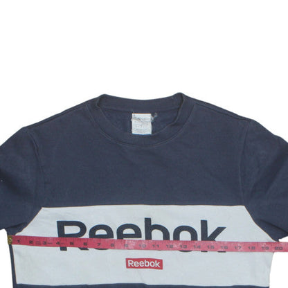 Reebok Men's Blue Pullover Sweatshirt M Crew Neck Logo Sportswear