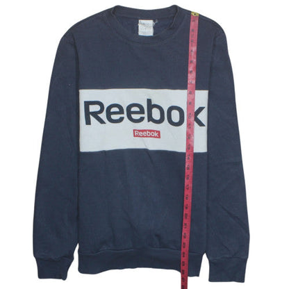 Reebok Men's Blue Pullover Sweatshirt M Crew Neck Logo Sportswear