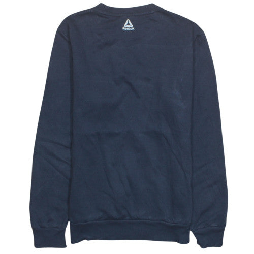 Reebok Men's Blue Pullover Sweatshirt M Crew Neck Logo Sportswear